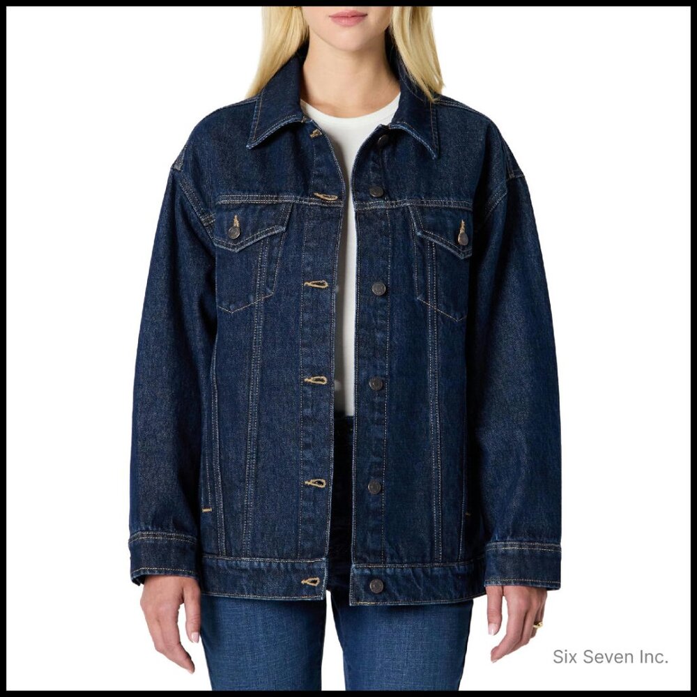 Oversized Denim Trucker Jacket Heavyweight Rigid Y2k Retro Chic